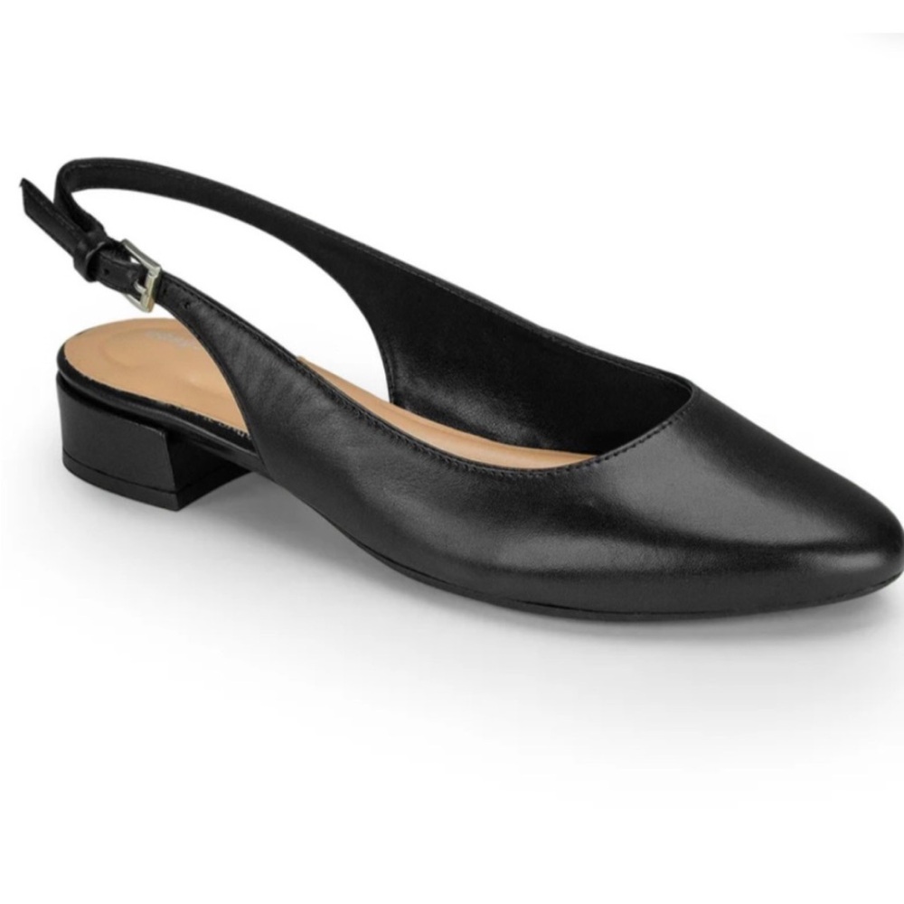 NWT Easy Spirit Women's, Cassius sling back block heels black leather size 7.5